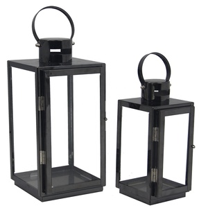 Home Decorative Metal <strong>Black</strong> Vintage Square Stainless Steel <strong>Lantern</strong> - Product Image 1