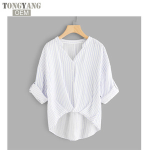 Camicia a righe alla moda Tongyang camicette da <span class=keywords><strong>donna</strong></span> stile College camicia a maniche lunghe Plus Size <span class=keywords><strong>cotone</strong></span> <span class=keywords><strong>blusa</strong></span> top da ufficio - Product Image 4