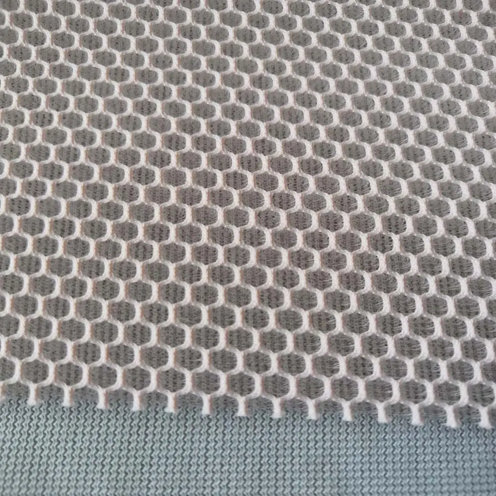 soft 3d stereoscopic sandwich mesh fabric fashion designer white hexagonal air layer fabric net cloth