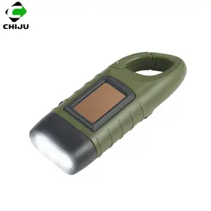 Factory Mini Solar Hand-crank Panel Powered Dynamo Rechargeable Generator Hand Pressing Crank 3 Led Flashlight For Camping