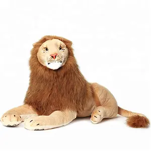 Peluche de Lion géant, réaliste, jouets animaux de la forêt en peluche