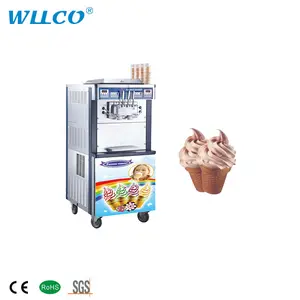 Hot Selling Double system big production soft ice cream machine with rainbow system and air pump