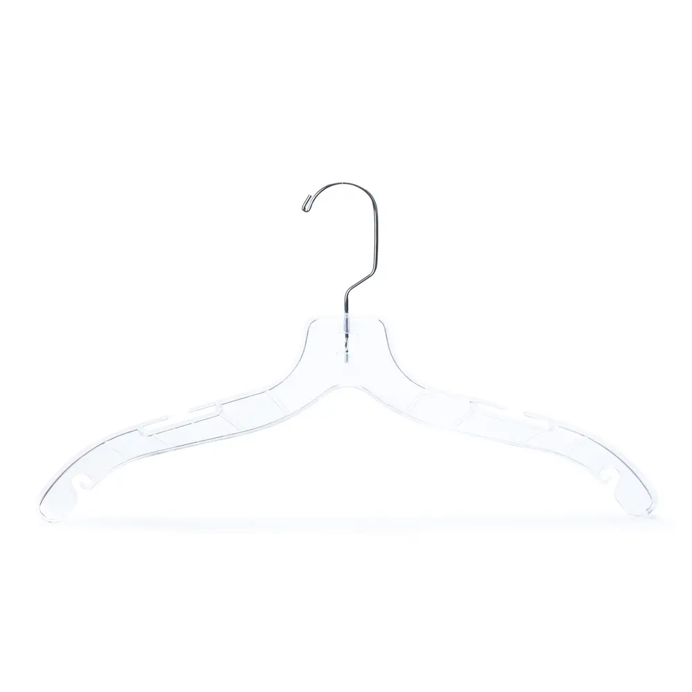 Heavy Duty 17" Clear Crystal Plastic Hangers with 360 Degree Chrome Swivel Hook