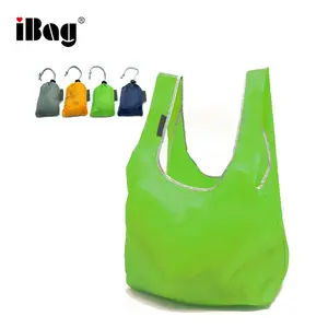 Super Strong Ripstop Nylon Foldable Reusable Bag Grocery Shopping Tote Bag With Built-in Pouch