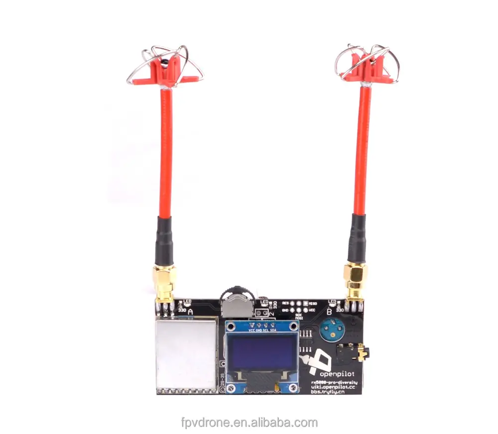 5,8 GHz FPV 4 Hojas de Trébol AV Transmisión antena + RX5808 5,8G 40CH la diversidad FPV receptor con pantalla OLED para FPV Racer Quad