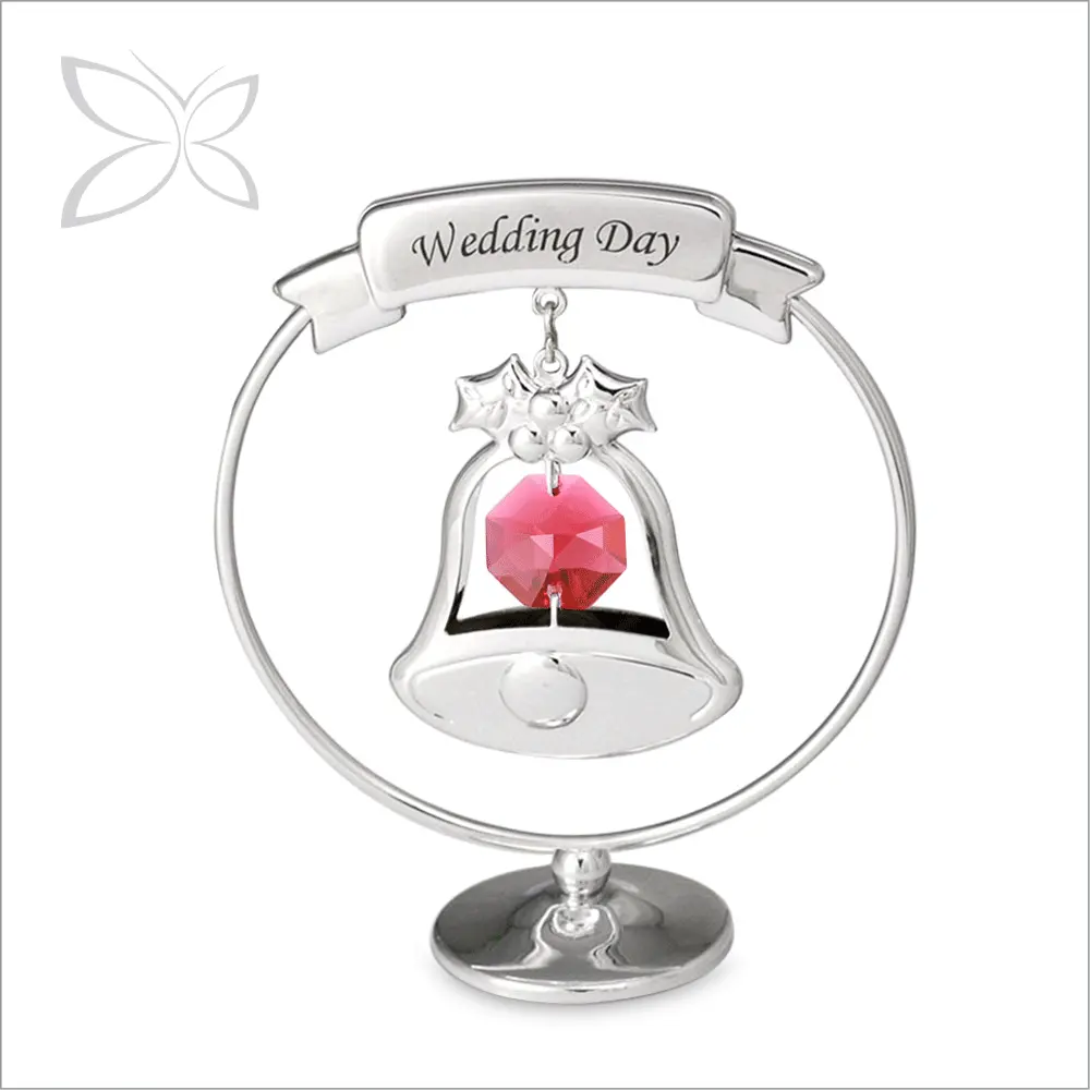 Clochette de mariage en cristal plaqué, décoré avec des cristaux brillants, accessoire de mariage, vintage