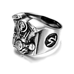 Anillo de Hombre Estilo Motero, Vintage, de Acero Inoxidable Resistente, con Diseño de Motor - Product Image 3