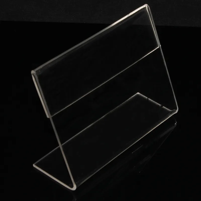 Supermarket shelf clear L shape acrylic display price tag label holders for Shelf