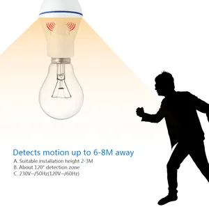 Sensor de movimento 120 graus e27 tomada da luz