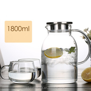Vente chaude 100% soufflé à la bouche <span class=keywords><strong>prix</strong></span> de gros 1800ml pichet à eau en verre borosilicaté avec couvercle - Product Image 3