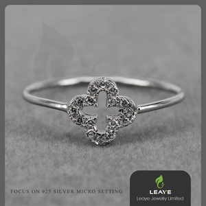 Marca Nuevo Árabe Boda de Cuatro Hojas Del Trébol de <span class=keywords><strong>San</strong></span> Valentín Regalo 925 Anillos de Plata - Product Image 6