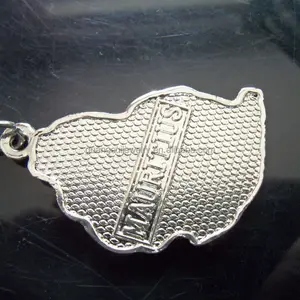 2022 Zinc Alloy Metal MAURITIUS Map Keychain Key Chain