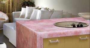 Yarı Saydam Yarı Değerli Taş Pembe Kuvars Levha Cilalı Su Geçirmez 1 Yıl Garantili Grafik Tasarım Otel Kullanımı İndirimli - Product Image 4