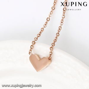 Collar-00216-venta al por mayor, joyería de moda, collar de corazón de diseño simple de diamantes de acero de color oro rosa - Product Image 5