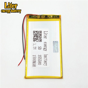 <span class=keywords><strong>3</strong></span>,7 V 1500 mAh 355580 rechargeable Li-ion Polymer battery for Digital camera - Product Image 1