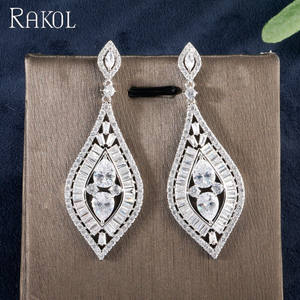 RAKOL EP2257 화려한 신부 보석 신부 들러리 선물 큐빅 지르코니아 럭셔리 매달려 귀걸이 긴 드롭 웨딩 파티 귀걸이 - Product Image 5
