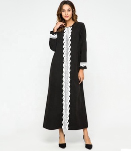 2019 nuovi disegni maniche lunghe moda Dubai Foular pizzo <span class=keywords><strong>nero</strong></span> musulmano abito <span class=keywords><strong>Abaya</strong></span> - Product Image 5