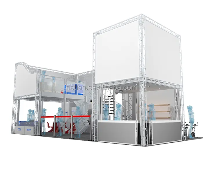 Cabine de exposição de deck duplo, design personalizado de cabine de exposição de dois andares e fazê-lo na exibição de xangai