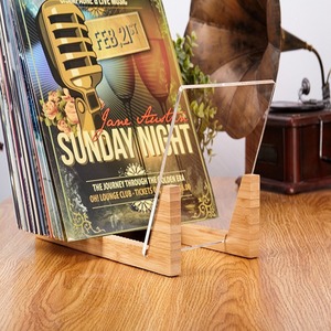 Hot Sale Custom Solid Wood and 100% Crystal Clear Acrylic Modern Vinyl LP Albums <strong>Record</strong> Storage Display Stand <strong>Holder</strong> - Product Image 4