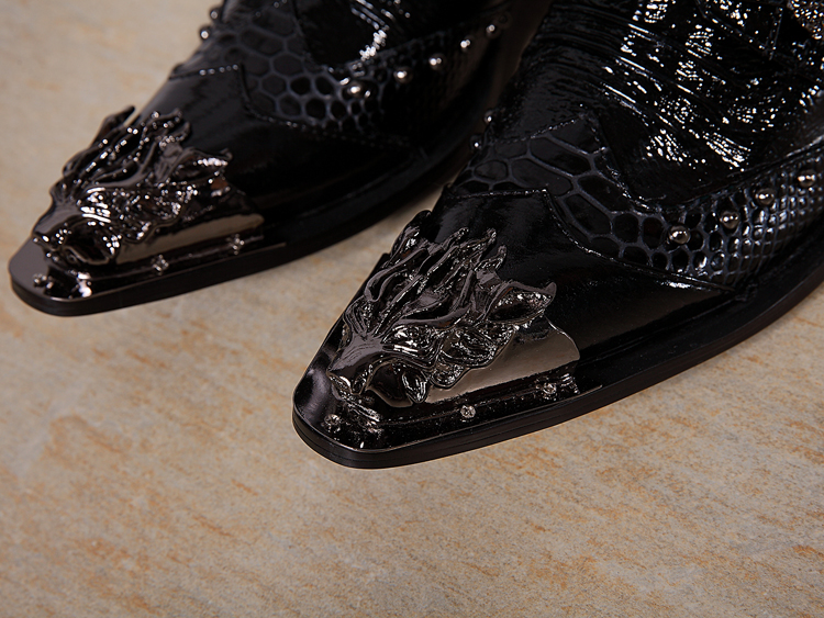 1: 6 bottes à talons hauts chaussures en cuir PU noir pour