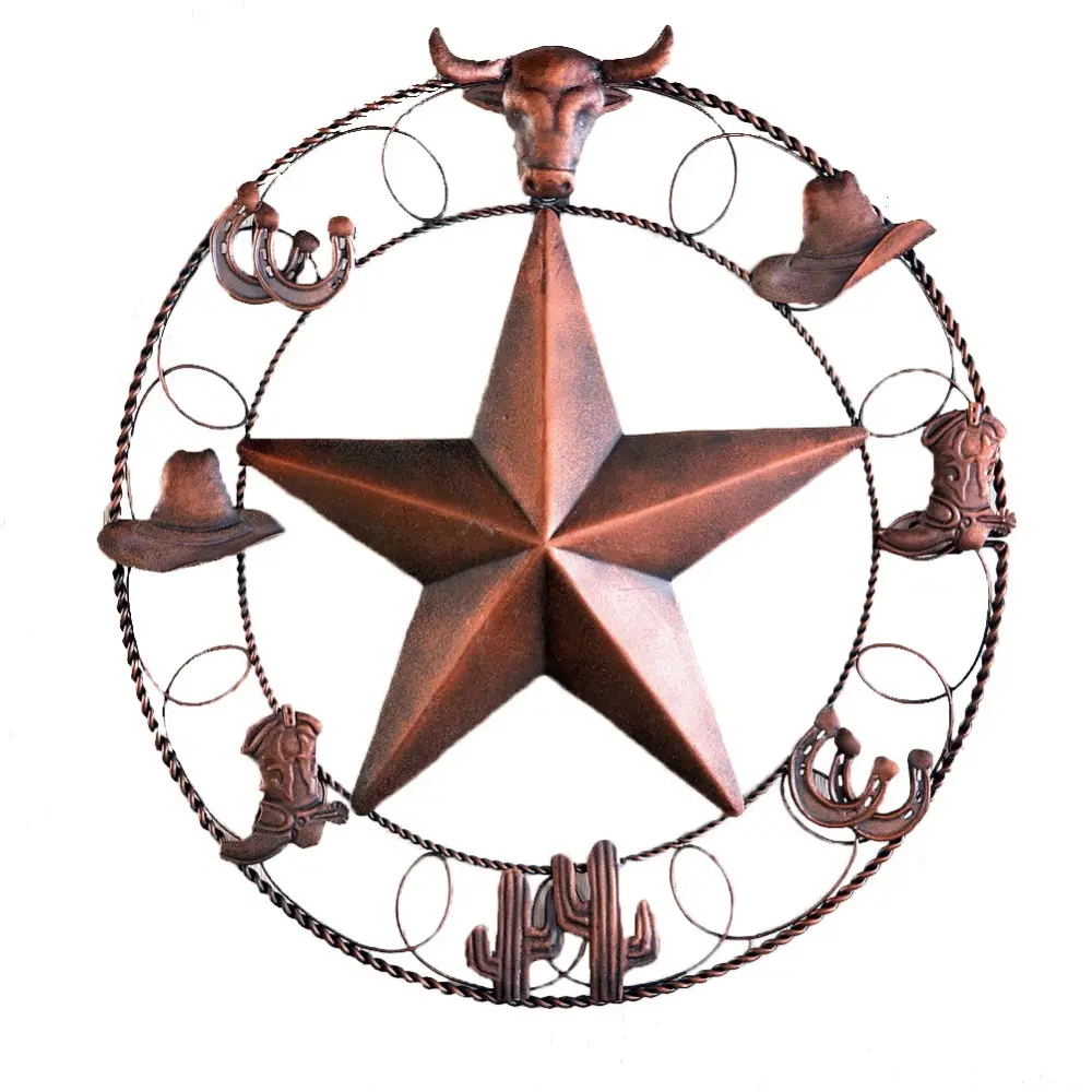 Bronze Finish Western Star Metal Wall Medallion Wall Decor