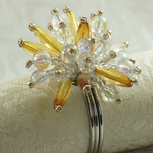 Qn16021804 Kristall blumen servietten ring Perlen, Dekoration Servietten halter