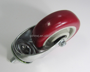 Roulettes de meubles en acier avec tige filetée M12, 100 mm, roulettes à billes en PVC rouge, design moderne, option de frein, utilisation en cuisine - Product Image 4