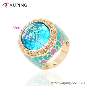 13718 Xuping 18 k color oro anillo de vanguardia con piedra preciosa aguamarina rodeada de <span class=keywords><strong>micro</strong></span> estrás blancos para mujer - Product Image 2