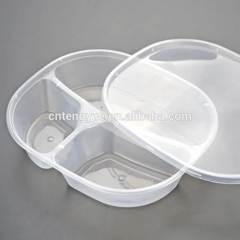 FREE SAMPLE Factory price 3 compartment takeaway plastic food container