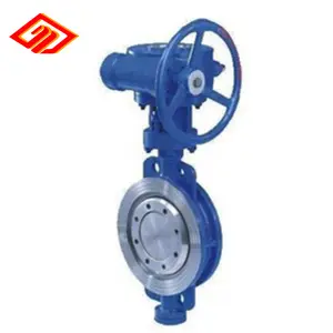 Carbon steel WCB casting worm gear driven triple eccentric wafer type butterfly valve