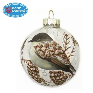 Adorno de navidad personalizado para colgar en el árbol, etiqueta personalizada, bola de cristal oem