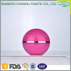Nova bola em forma de frasco acrílico 50g frasco cosmético para creme para o rosto de plástico cor de rosa