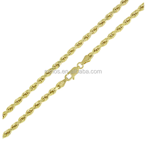 10kイエローゴールドメンズレディース7mmホローロープダイヤモンドカットチェーンネックレス - Product Image 3