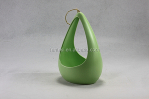 China artesanía <span class=keywords><strong>de</strong></span> cerámica cesta forma porcelana <span class=keywords><strong>colgar</strong></span> floreros <span class=keywords><strong>macetas</strong></span> al por mayor - Product Image 4