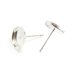 Beadsnice ID 27064 Plata <span class=keywords><strong>de</strong></span> <span class=keywords><strong>ley</strong></span> 925 aretes <span class=keywords><strong>de</strong></span> base del poste haciendo 12mm ronda aretes - Product Image 4