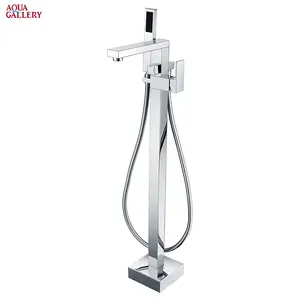 UPC cUPC Approval Floor Standing Brass Bath Shower Faucet with Tub Filler and Handle Shower