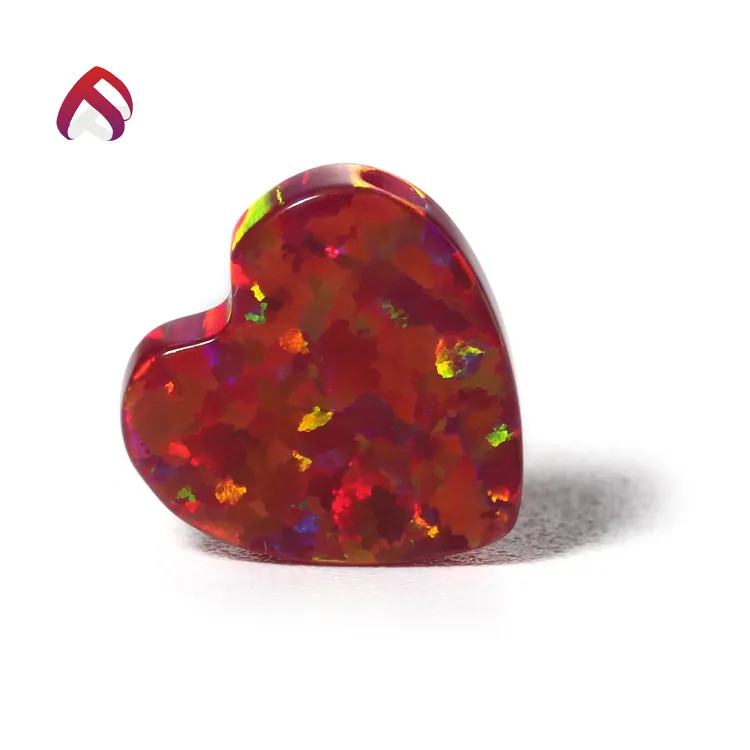 Opala sintética em forma de coração, melhor qualidade 12x12mm