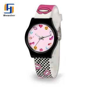 Factory Price Promotion Items MOQ 50pcs In Your Customized Printing Logo Silicone Quartz Kid Wrist Watch For Girls