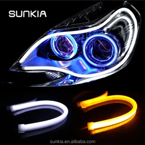 Car LED Daytime Running Lights 30cm 45cm 60cm 85cm 2Pcs/Set Flexible flexible universal led drl yellow and white DRL