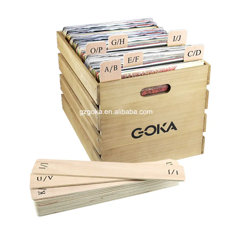 12-дюймовые виниловые перегородки для записей LPs включают в себя 13 деревянных перегородки для записей от A до Z для организации