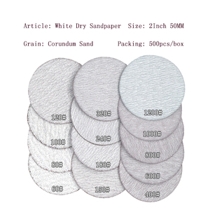 2Inch 49MM <span class=keywords><strong>60</strong></span> à 1200 Grit Blanc Corindon Sand Hook and Loop Sandpaper Outils abrasifs Disque de ponçage pour voiture Polissage Bois - Product Image 2
