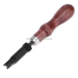 Leather Craft Tool Wood Handle Durable V Type Push Grooving Device Adjustable Handle Groover Craft Gouge Tools