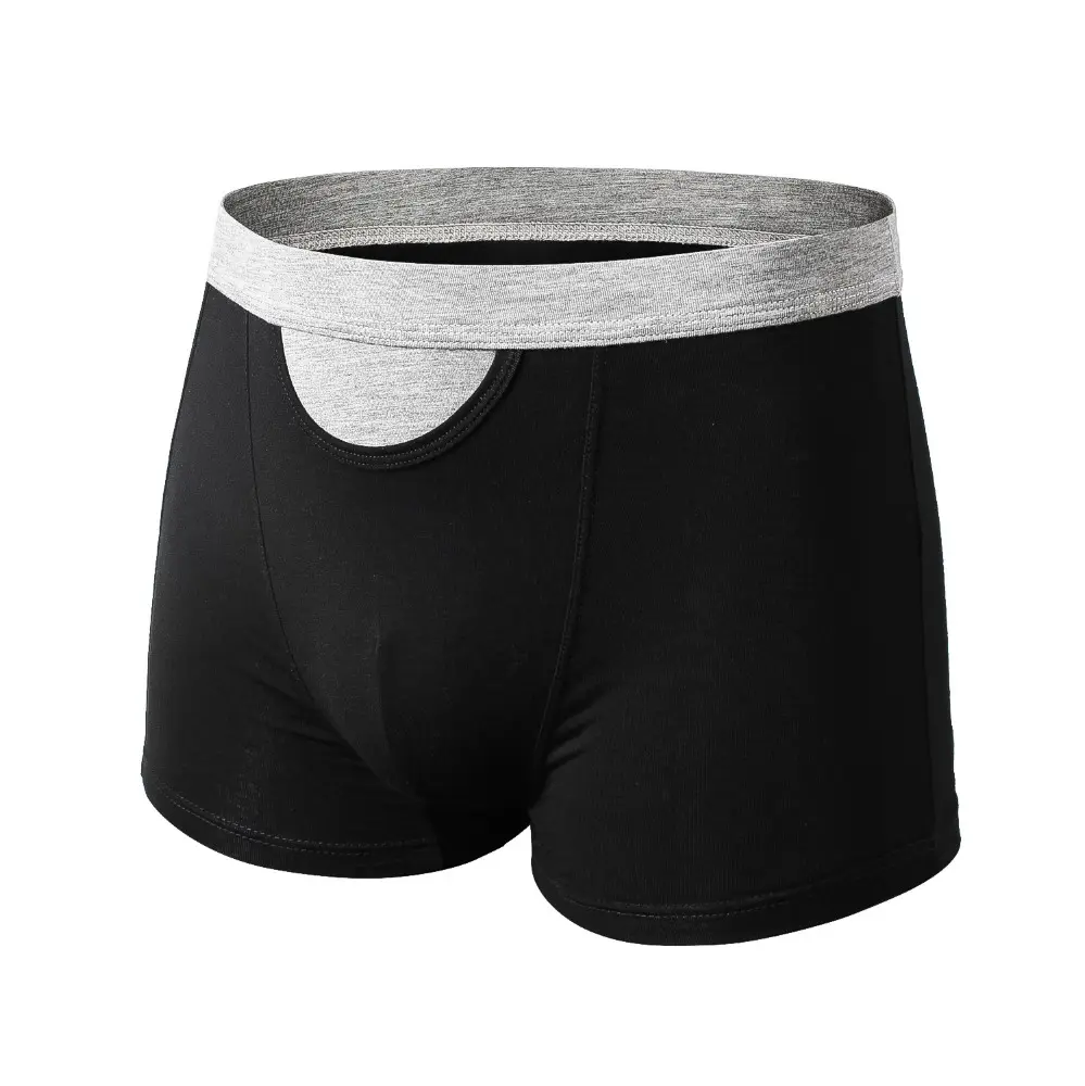 Bóxer de bambú para hombre, ropa interior deportiva, con bolsillo