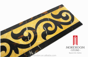 Moreroom piedra <span class=keywords><strong>portoro</strong></span> negro ónix oro laminado suelos de mármol frontera diseños - Product Image 3