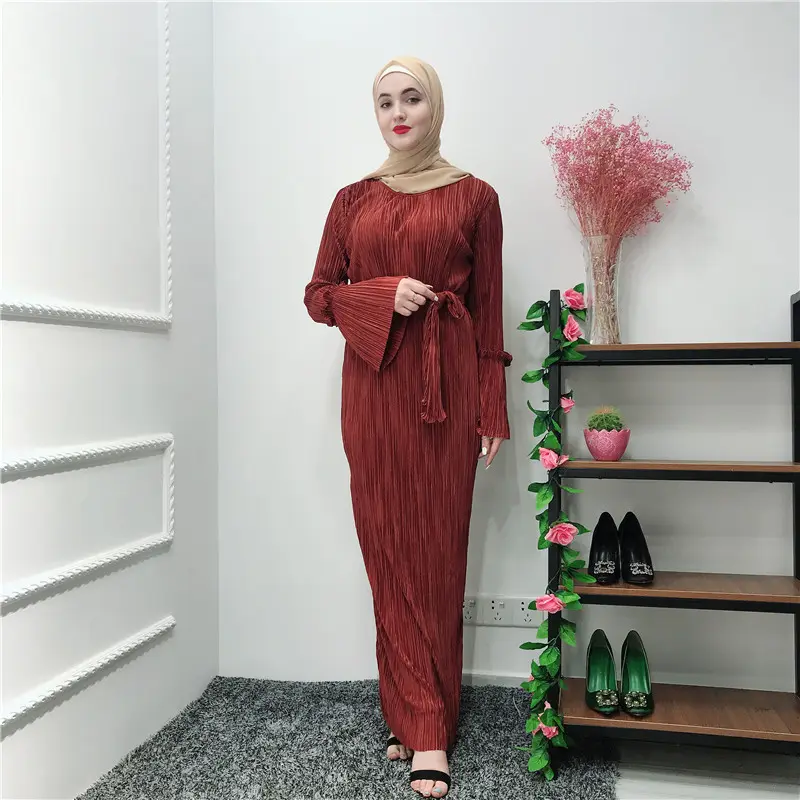 Fashion long sleeves casual women dress arabic dubai turkish muslim evening dress islamic abaya