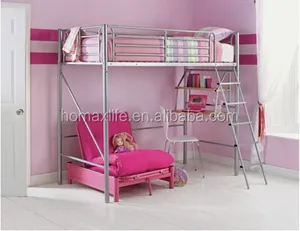 Neueste design mode schlafzimmer eisen kinder metall etagen loft bett mit schreibtisch