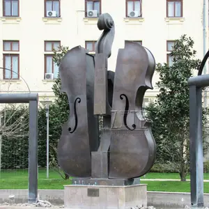 Decoración al aire libre de metal, instrumento de música de guitarra escultura