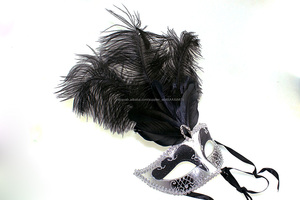 Con clase de estilo veneciano decoración del partido de <span class=keywords><strong>la</strong></span> mascarada de carnaval máscara de plumas de avestruz - Product Image 3