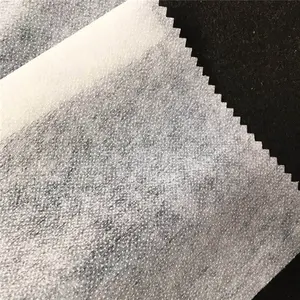 Tela interlínea fusible no tejida de punto doble adhesivo interfaz tela 100% poliéster con pegamento para traje