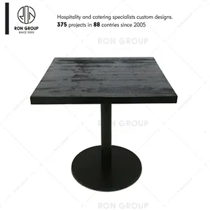 Custom Cheap Price Coffee Shop Restaurant Dining Room Furniture Industrial Style Black Color Square Solid Wood Timber Table Top